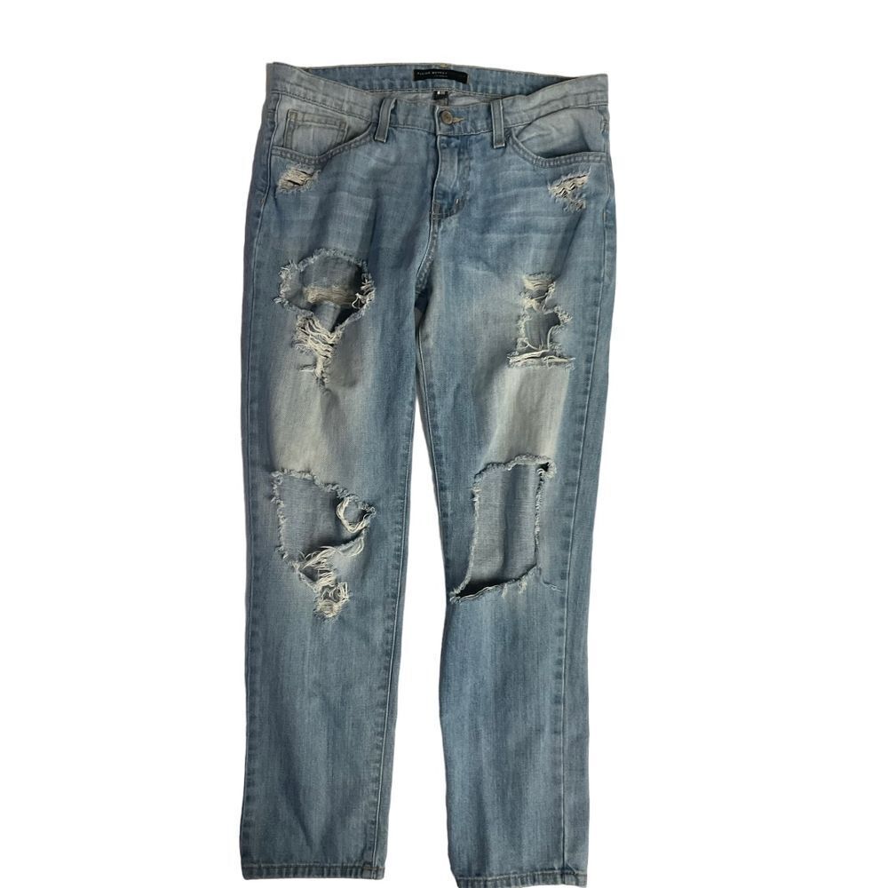 Flying Monkey Platinum Distressed Ripped Straight Jeans Size 26 Blue Light Wash